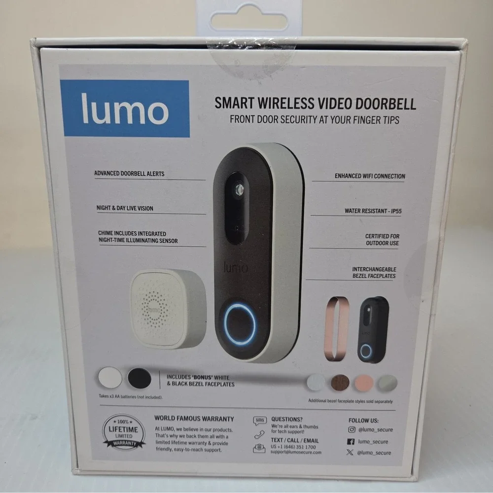 Lumo Smart Wireless Video Doorbell Front Door Security with App.
